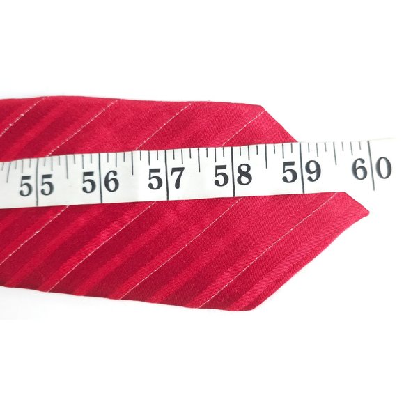Stafford Men Necktie Striped Geometric Red Silver Size 60x3 - NWOT - Picture 5 of 5